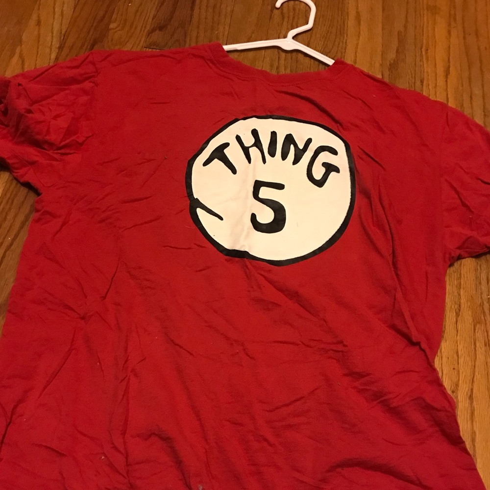 A red shirt with words